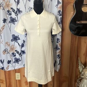 Cream Polo Short Sleeve Sweater Dress